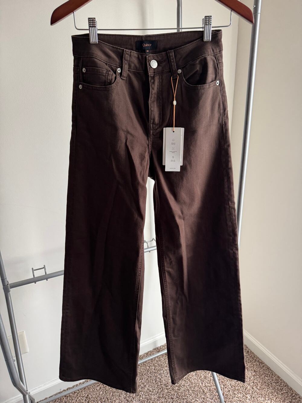 NWT Quince Bella Stretch Wide Leg Jeans Coffee Brown Size 26/30
